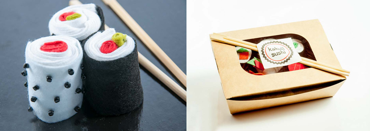 canastilla de ropa para bebé en forma de Sushi