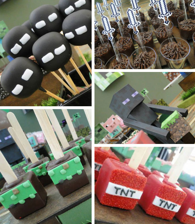 merienda para fiesta Minecraft