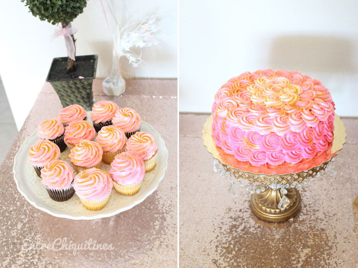 Tarta y cupcakes para Baby Shower de niña