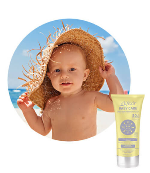 Crema solar protectora con SPF 50+ y filtros minerales para el bebé