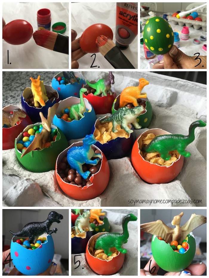 huevos DIY para fiesta dinosaurios