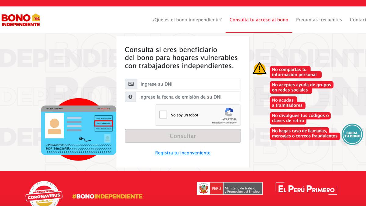 Requisitos para Recibir el Bono Independiente - Más Información